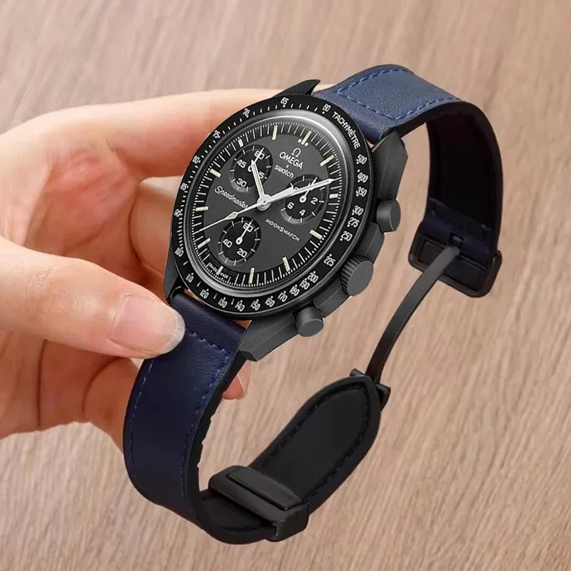 Leder + Silikonarmband für Omega X Swatch Joint MoonSwatch 20 mm 22 mm Magnetband für Xiaomi Watch S4 S3 S2 S1/Huawei GT2 3 4 5