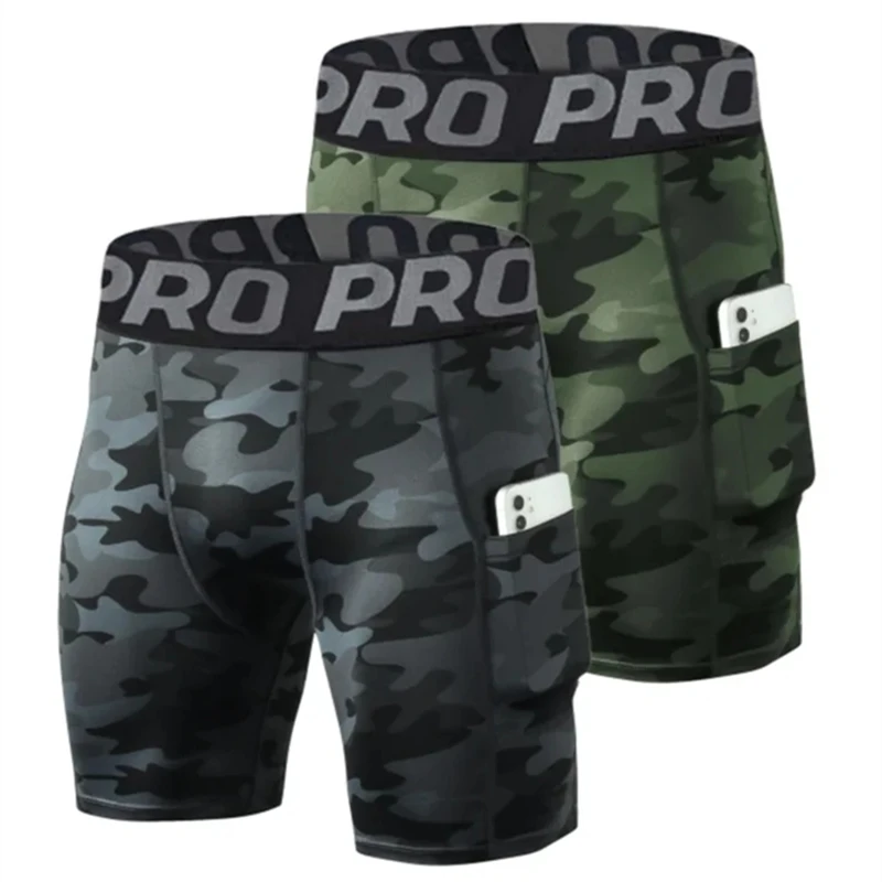

Men's Fitness Shorts With Pocket Summer Sportswear Training Tights Gym Leggings Short Pants Sports Bottoms Running Shorts S-XXL