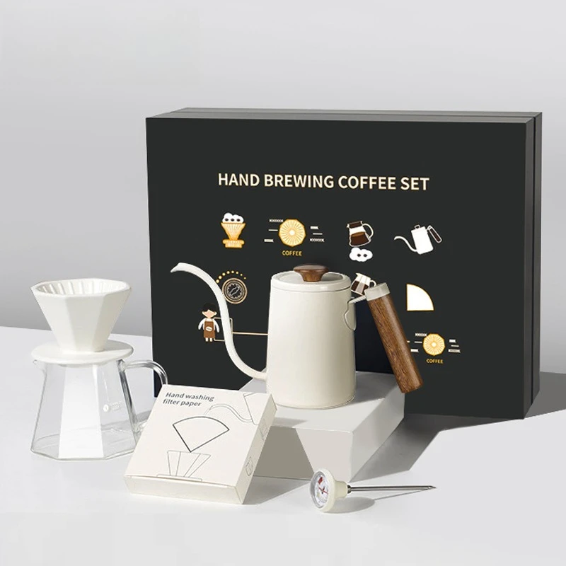 Household Hand-brewed Coffee Gift Box Octagon Coffee Hand-brewed Pot Set Corporate Coffee Gift Box 5-piece Set Coffeware Sets