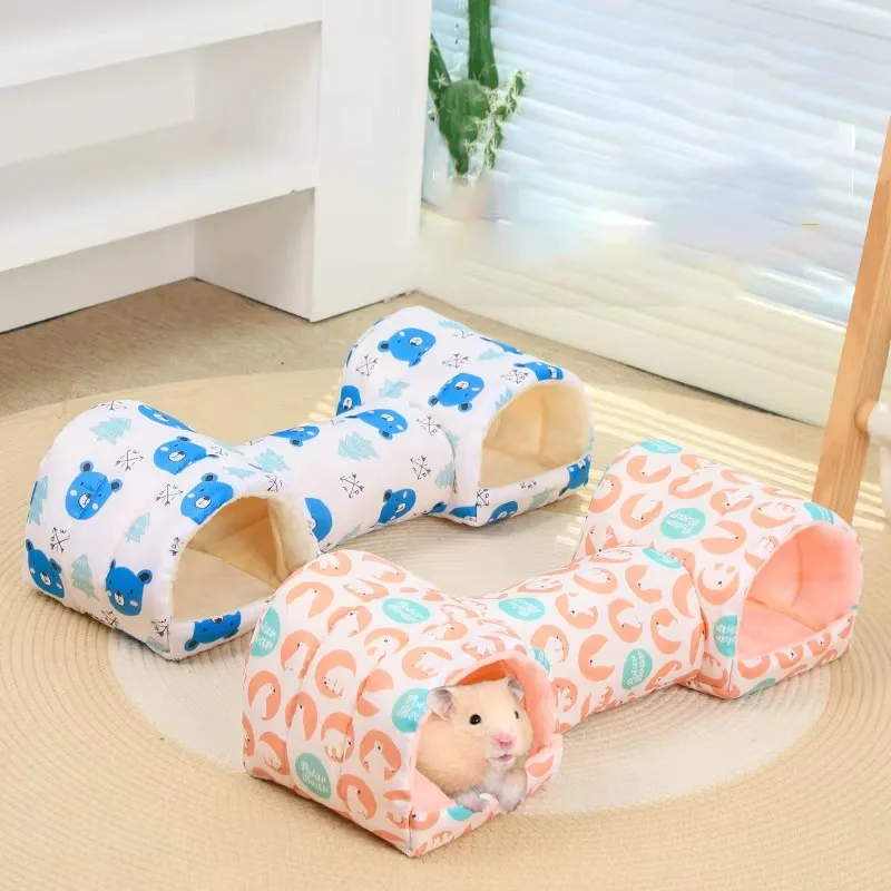 

10pcs Hamster Tunnel Bed Little Pet Cotton Bed Golden Silk Bear Warm Toy Tunnel Bedroom Comfortable Bed