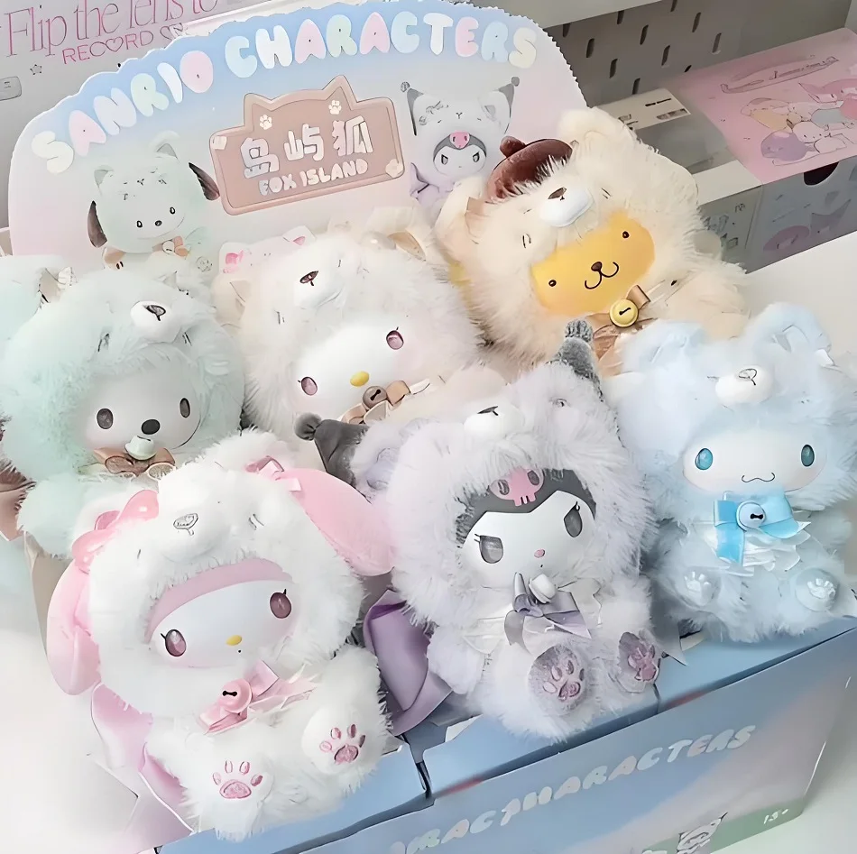 

Hot 6pcs/Set Cute Vinyl Toys Plush Doll Toy Fox Island Series Blind Box Cartoon Kuromi Plush Pendants Bag Ornament Mystery Gifts