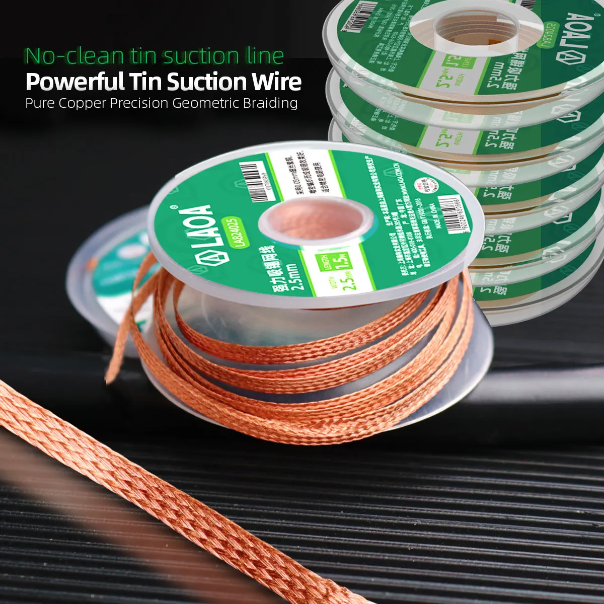 LAOA 1.5M Strong Tin Absorbing Copper Wire Solder Removal Tape Circuit Board Soldering Soldering Wire Solder Joint Cleaning