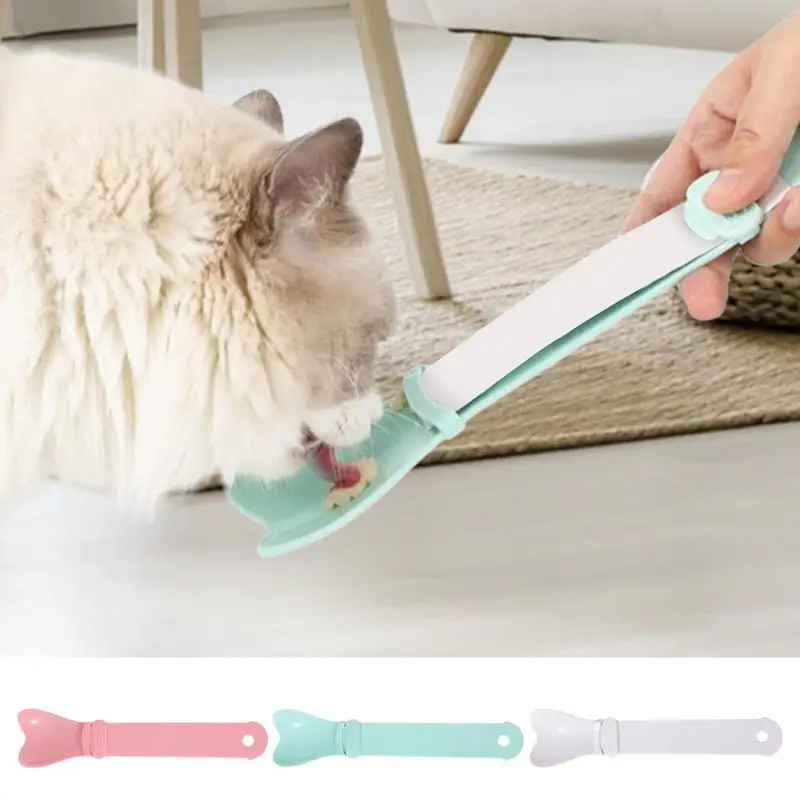 Cat Strip Feeder Pet Feeder Heart Shape Strip Squeeze Spoon Cat Snack Scoop Wide-Mouth Portable Cat Food Spoon Cat Food