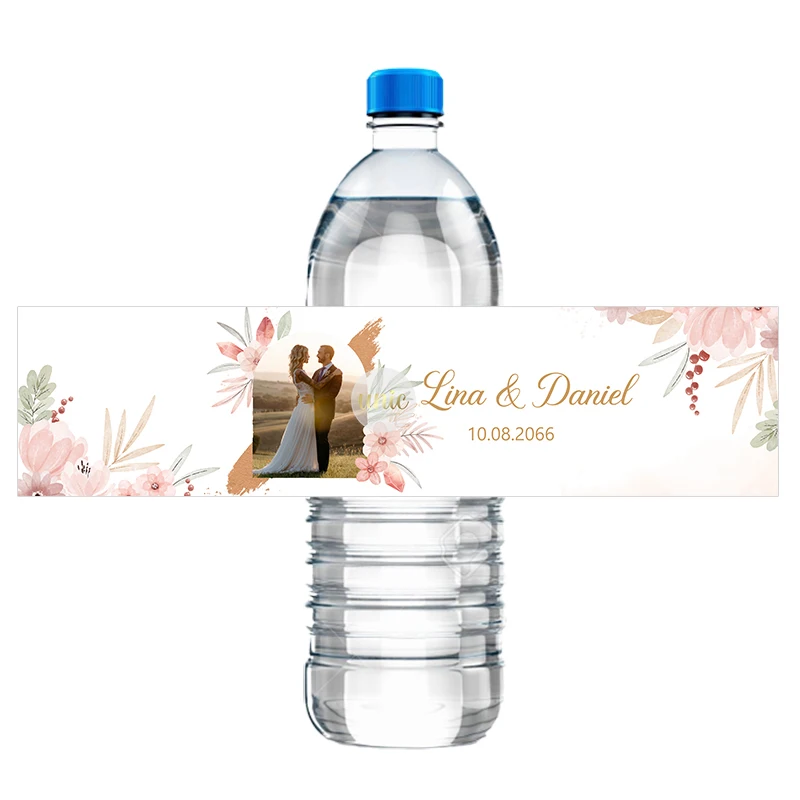 30pcs Custom Water Bottle Labels with Photo Wedding Engagement Birthday Stickers Decor Personalized Self-adhesive Stickers