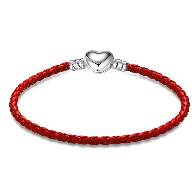 Red Classic Leather Charm Bracelet Fit Original DIY Bead Brand Bracelets For Women Jewelry Gifts Making Wholesale