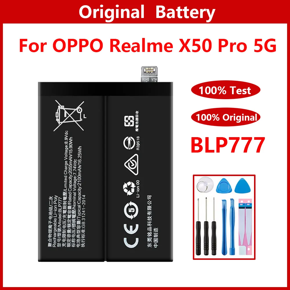 100% Genuine Original BLP777 Battery For OPPO Realme X50 Pro 5G RMX2075 RMX2071 RMX2076 Mobile Phone Battery + Free Tool