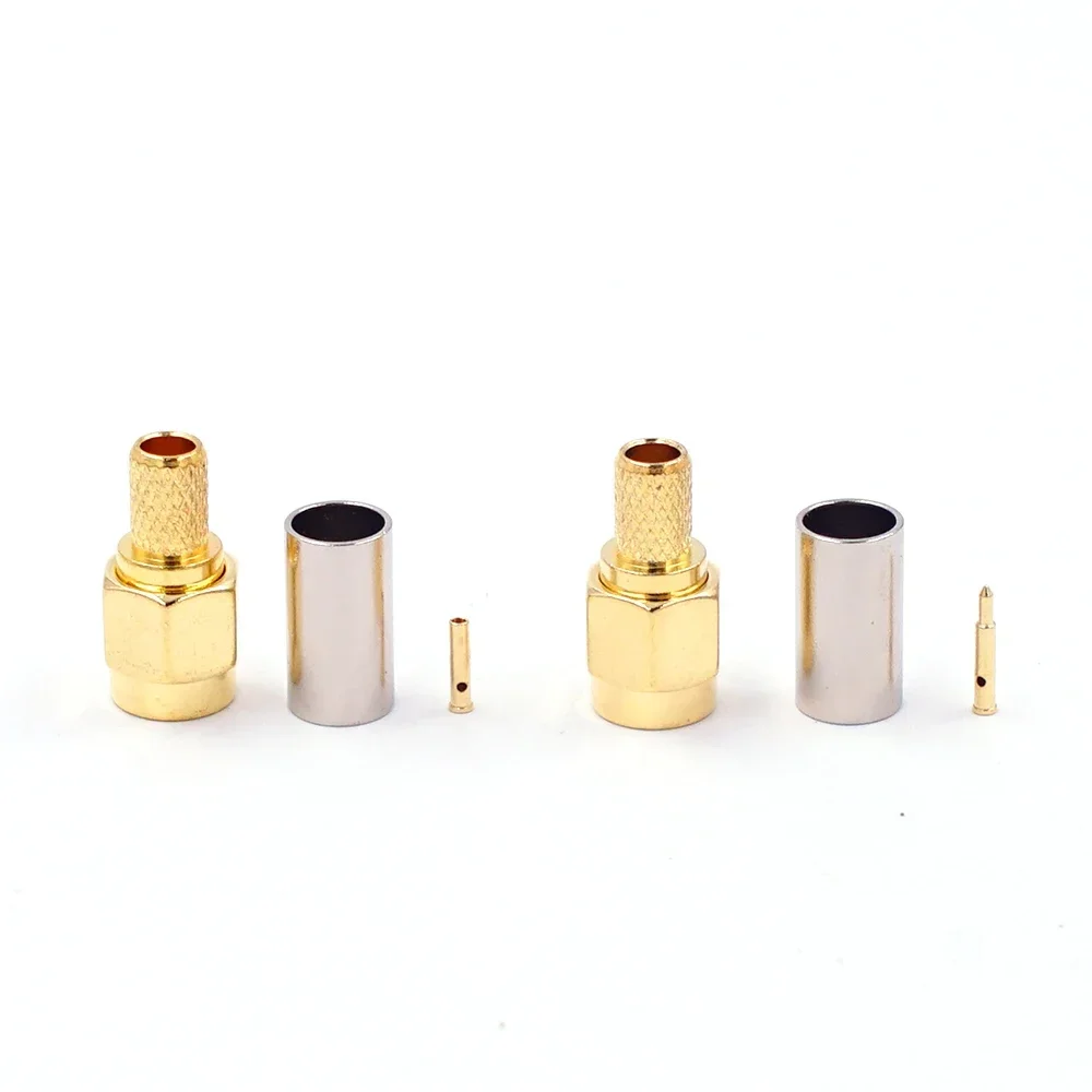 50pcs SMA Male Connector Crimp For RG58 LMR195 RG400 RG142 50-3 Cable  RF Coaxial Connector RP SMA Male