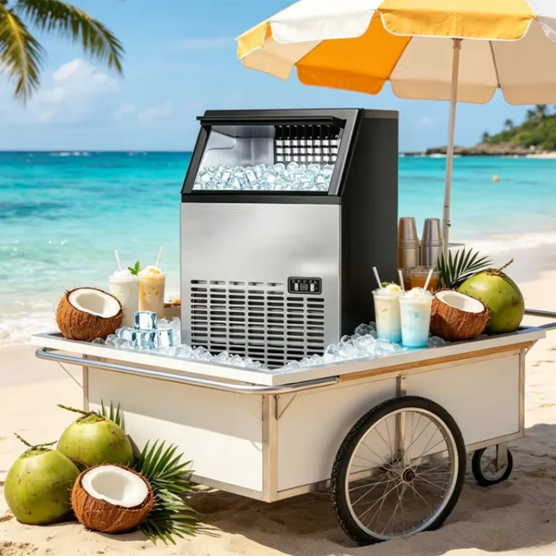 Electric Ice Cube Making Machine Stainless Steel Liquid Freezer   220V Capacity Restaurants Coffee
