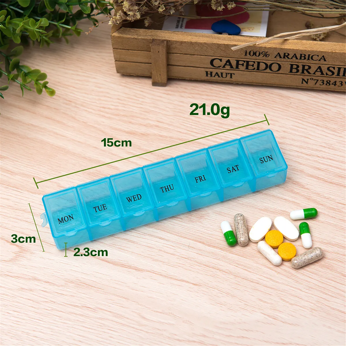 Weekly Pill Organizer Plastic Waterproof Portable Travel Container 7 Slot Transparent Medicine Dispenser Storage Box for Pills