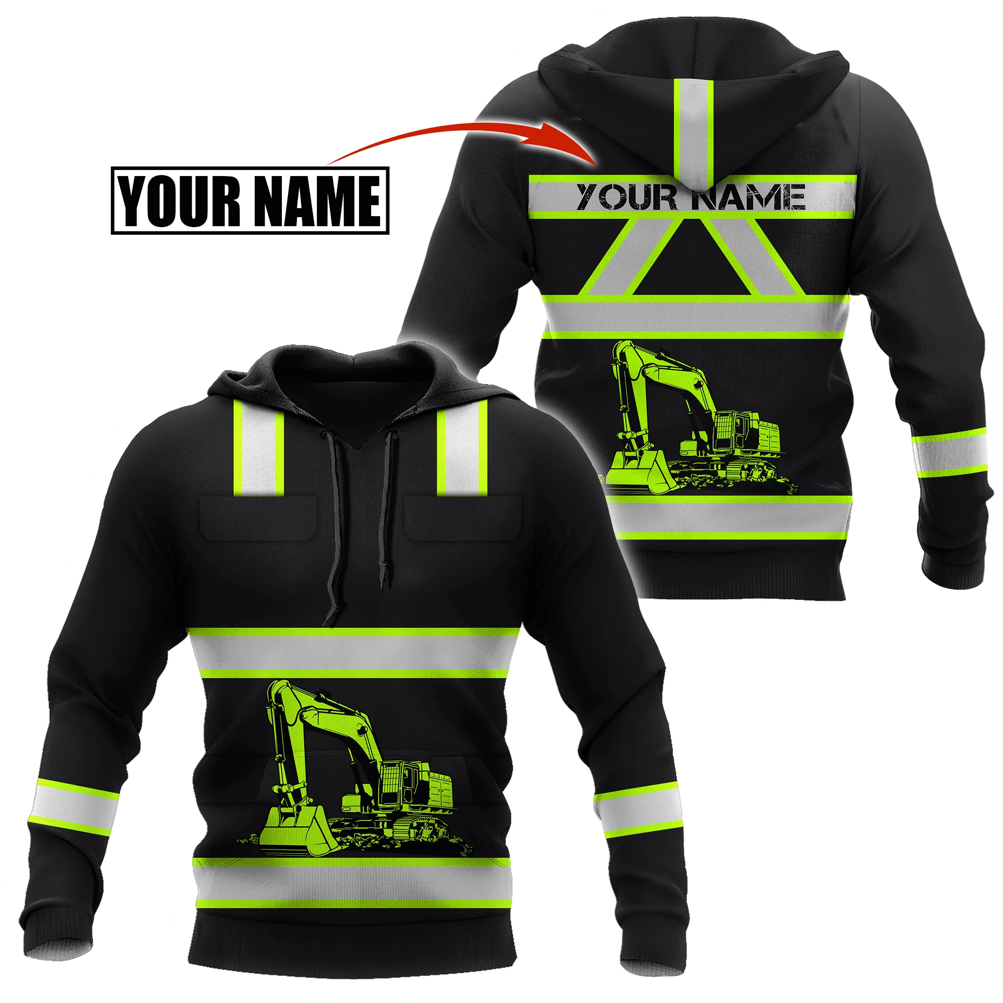 Personalized Excavator Heavy Equipment 3D Unisex Deluxe Hoodie Men Sweatshirt Streetwear Zip Pullover Casual Jacket Tracksuit-38