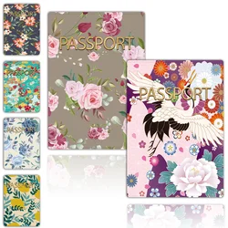 New Women Leather Passport Cover Air Tickets for Card Travel Passport Holder Wallet Credit Card Holder Case Pouch Flower Pattern