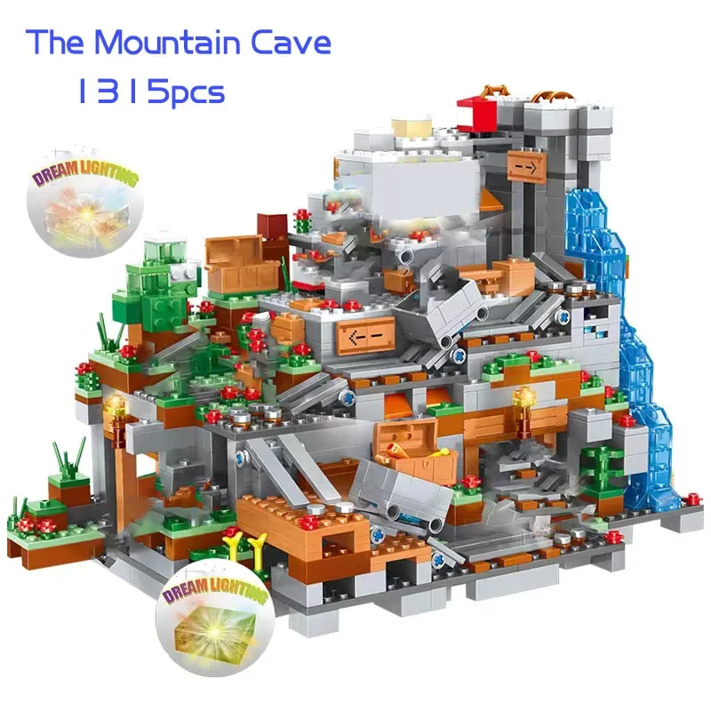 16 Style MyWorld Set The Cave Village Mine Farm Jungle TreeHouse Portal Pig House Constructions Building Blocks Bricks Toys