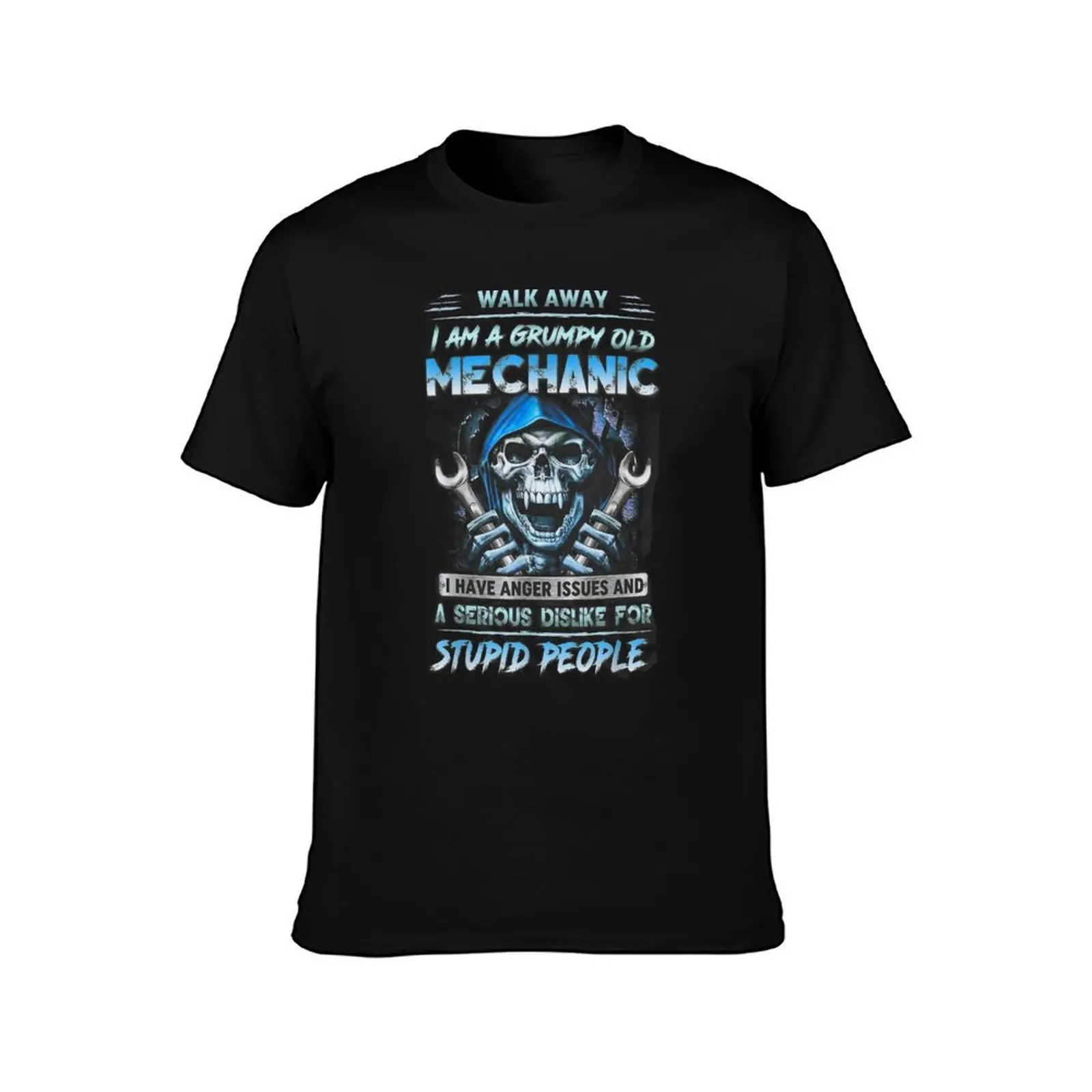 Walk Away I Am A Grumpy Old Mechanic I Have Anger Issues T-Shirt Thanksgiving Casual Tee T-Shirt