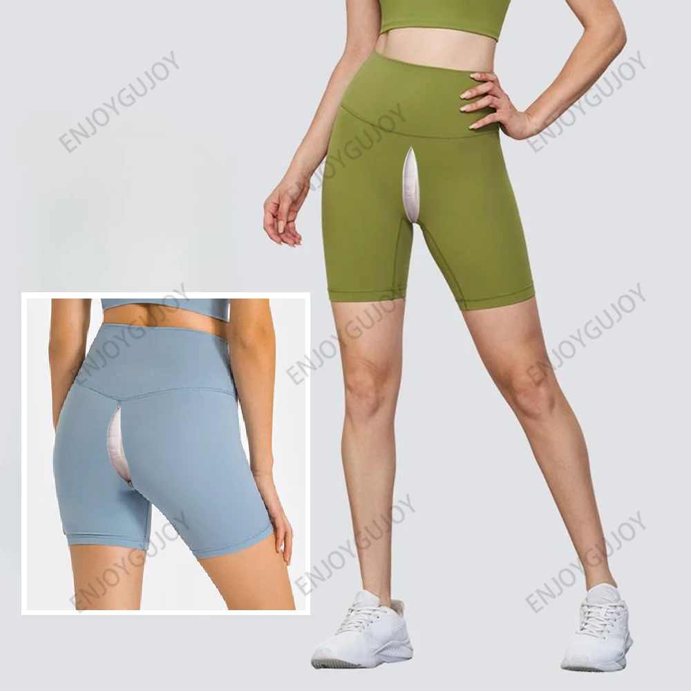 

Invisible Open Crotch Outdoor Sex Summer Yoga Pants Women's Shorts High Waist Hip Lift Running Sweatpants Fitness Erotic Trouser