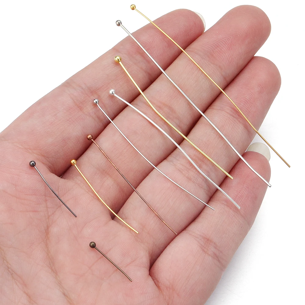 100/200PCS Brass Ball Head Pins Gold Plated Ball Head Pins for Jewelry Making Beading Pins Findings DIY Make Jewelry Accessories