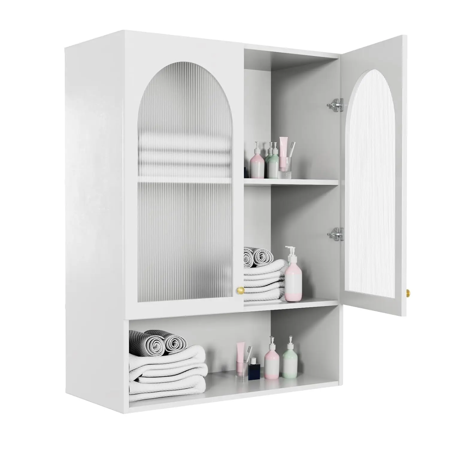 

Bathroom OrganizerBathroom OrganizerWall Cabinet Bathroom Wall Mount, Bathroom Medicine Cabinet With 2 Acrylic Doors, Open Stora