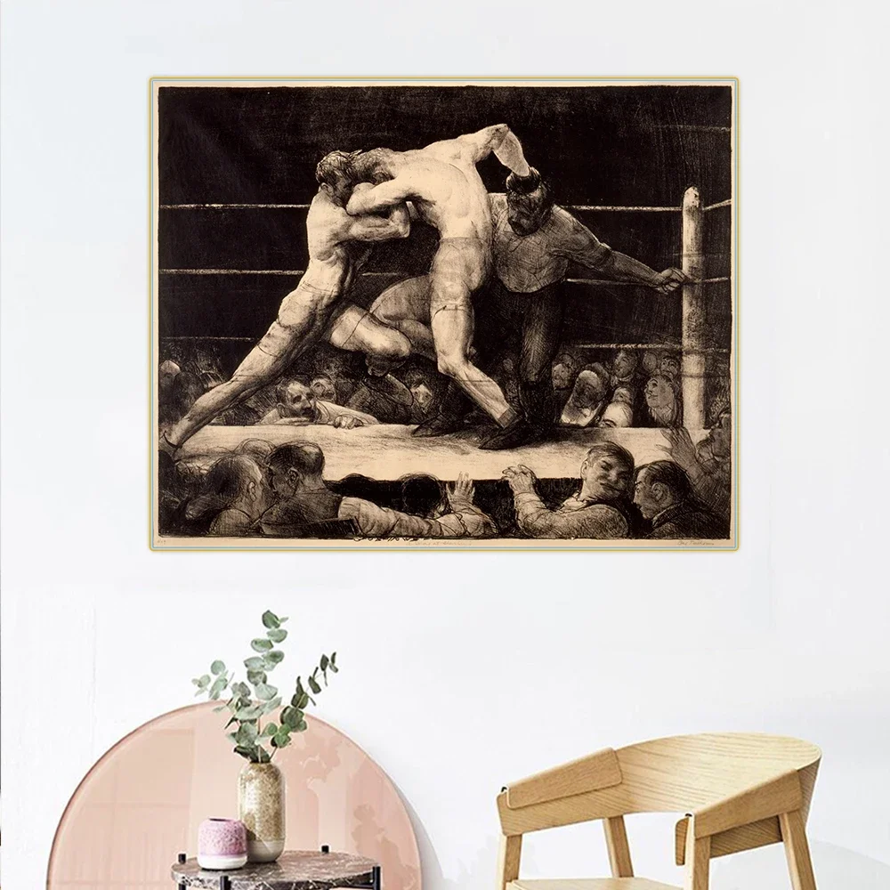 Citon George Bellows《A Stag at Sharkey's》Canvas Art Oil Painting Artwork Poster Picture Wall Decor Modern Home Decoration