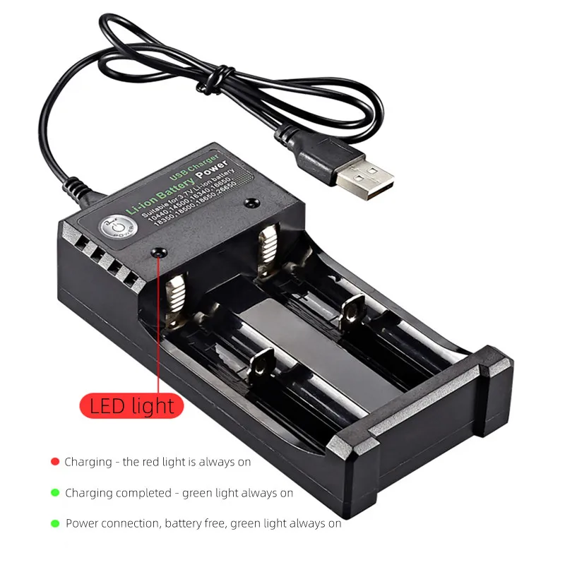 3.7v 2-Slot USb 18650 Battery Charger Dual Independent Charging Adapter Lithium Battery Charger For Batteries 18650