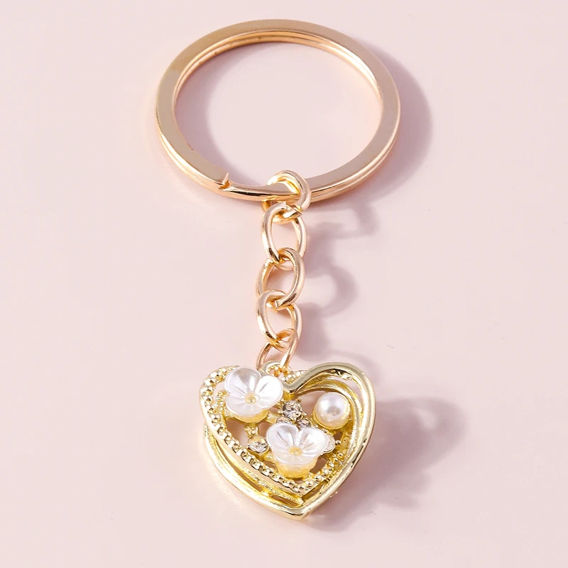 Cute Crystal Love Heart  Keychain Animal Key Ring Pendants for Car Key Holder Women Girls Handbag Decor DIY Jewelry Gift