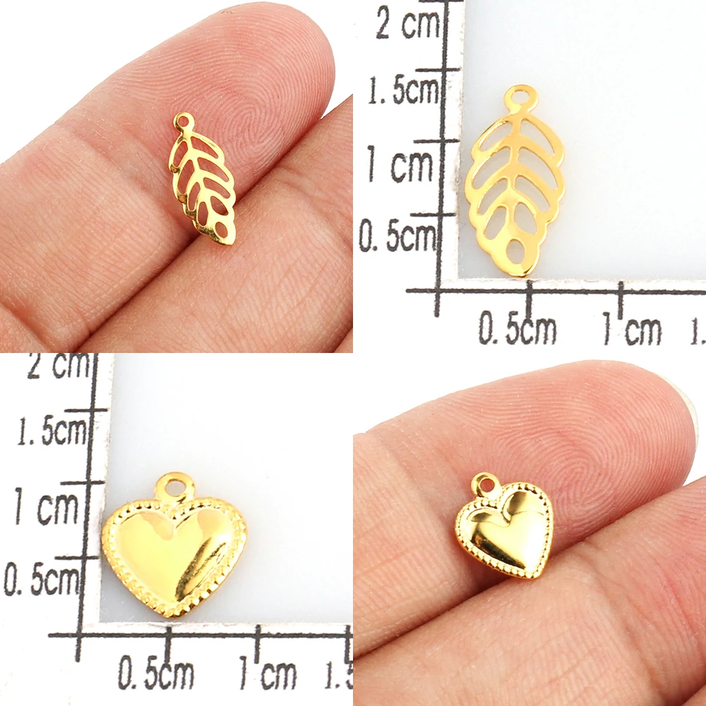 20pcs/lot Star Heart Shell Moon Charm Stainless Steel Charms for Jewelry Making Supplies Accessories DIY Pendant Jewelry Finding