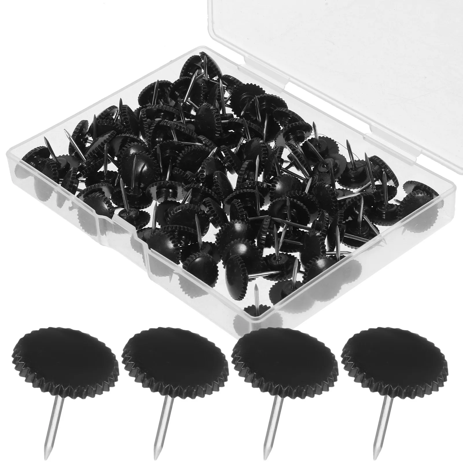 100Pcs Plastic Black Thumbtacks Cork Pushpins Simple Design Message Board Wall Decoration Office Use Black Thumb Tacks