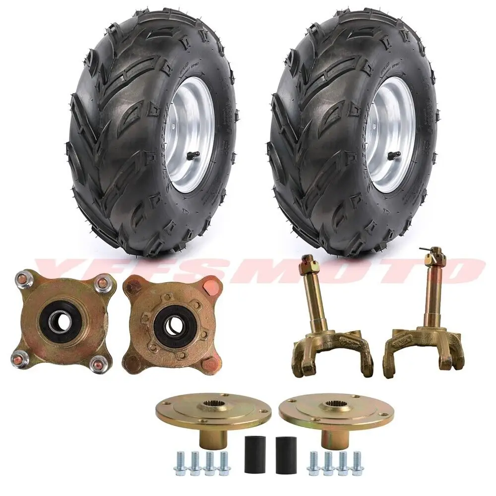 

4 Stud 16x8-7 Tires with Rim Axle Wheel Hubs Steering Knuckle Max Load 160LBS for ATV Quad Dune Buggy Go kart Quad Bike Buggy