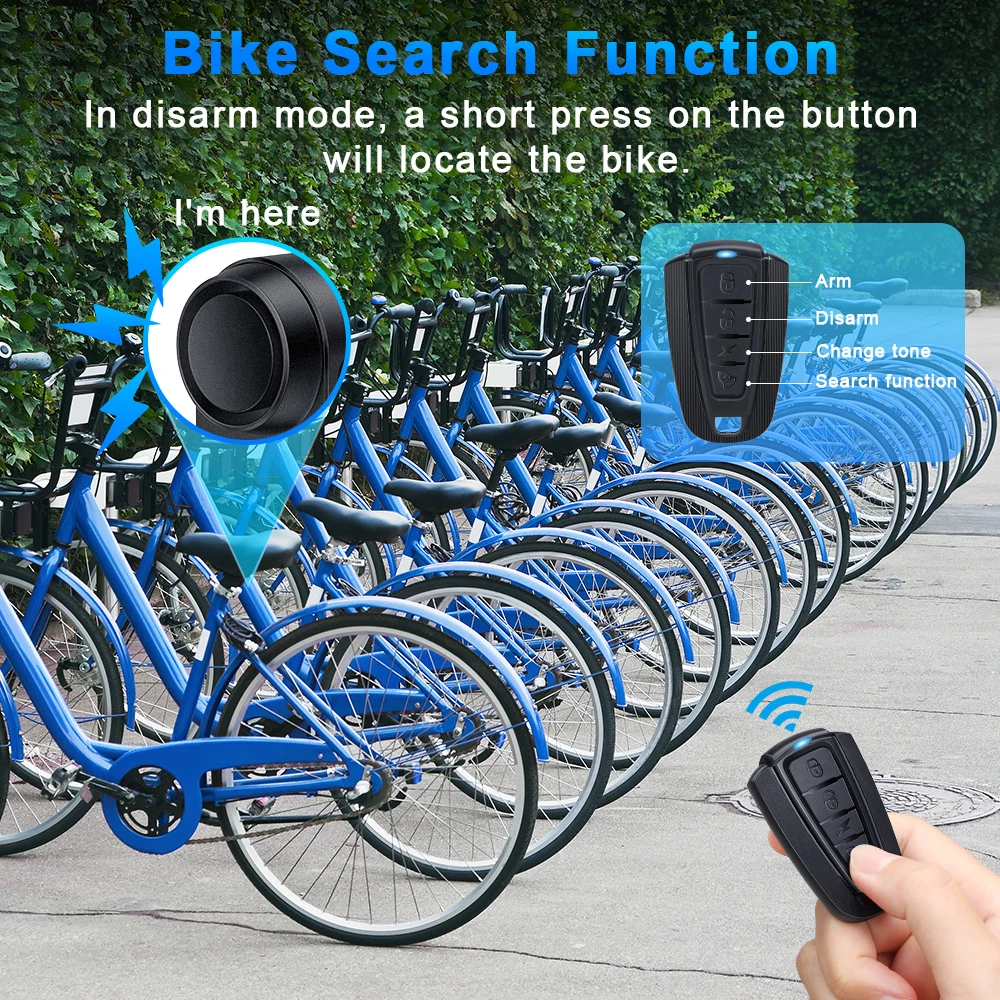 Camluxy Bike Alarm with Remote and Seatwork Holder Wireless Vehicle Security Alarm USB Rechargeable Anti Theft Security System