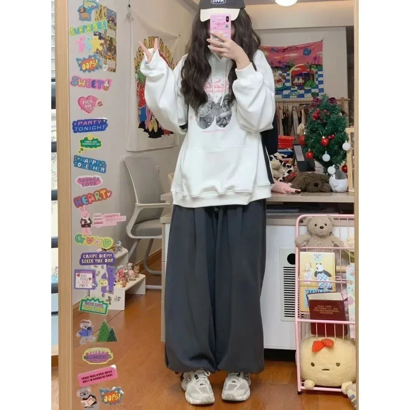 Japanese Korean Fashion Y2k Baggy Sweatpants Women Kawaii Wide Leg Pants Harajuku Casual Oversize Sports Trousers Preppy Pants