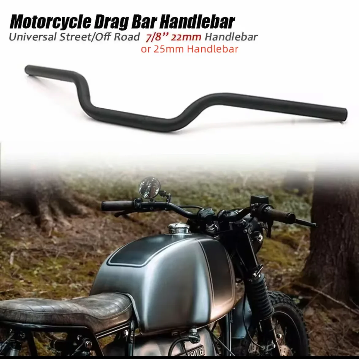 7/8' 22mm, 25MM Handlebar Universal Motorcycle Drag Handle Bar For Honda Suzuki Yamaha Kawasaki Old School Bobber Dirt Bike
