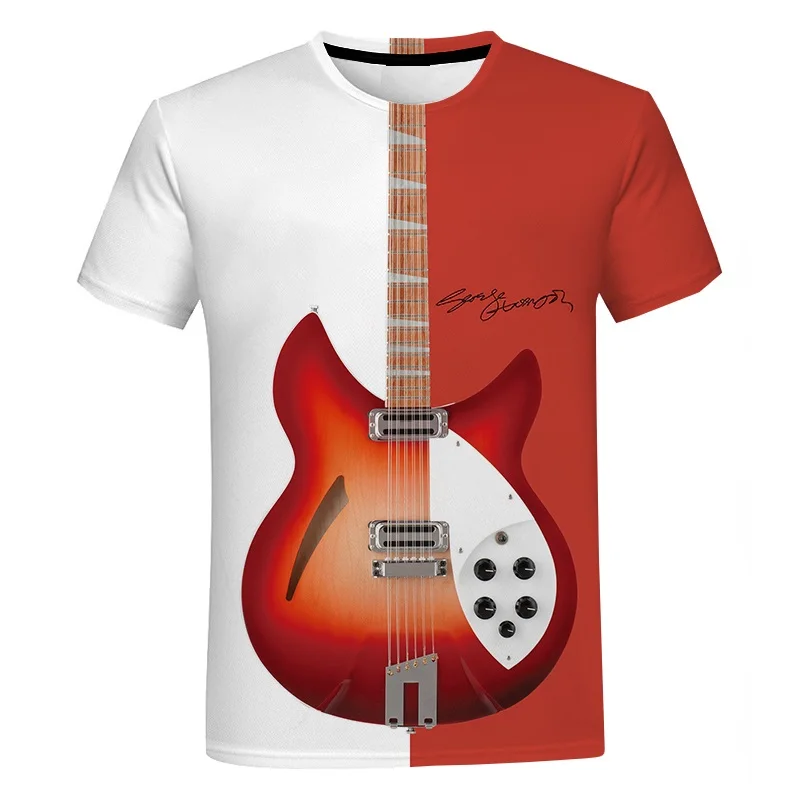 Music Guitar 3D Print Tshirt Summer Men Women Unisex O-Neck T-shirt Casual Short Sleeve Tees Oversized T Shirts Fashion Clothing