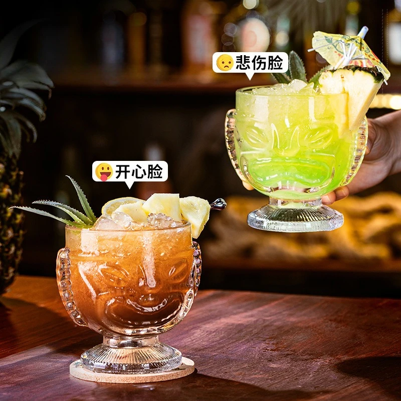 Crystal Glass Bar, Tiki Cup, Hawaiian Cocktail Cup, Ghost Face Cup, Gome Creation Water Cup