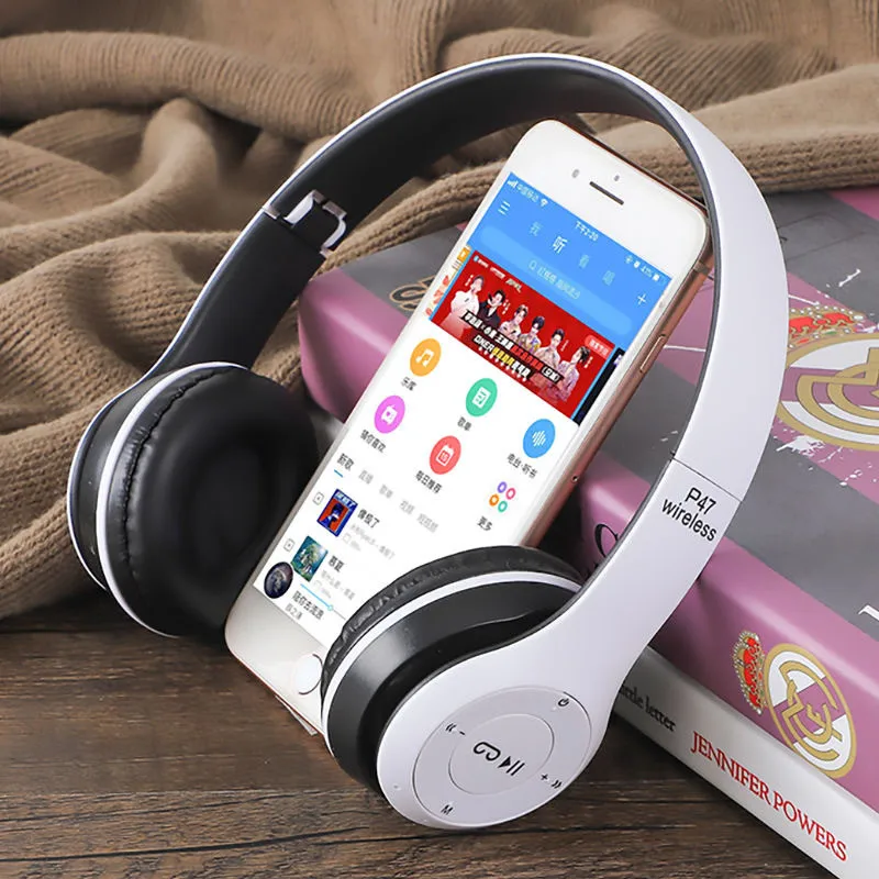 P47 Bluetooth 5.0 Wireless Headphone Foldable HIFI Stereo Bass Earphone Kid Helmet Gift With Mic USB Adaptor For iPhone Game