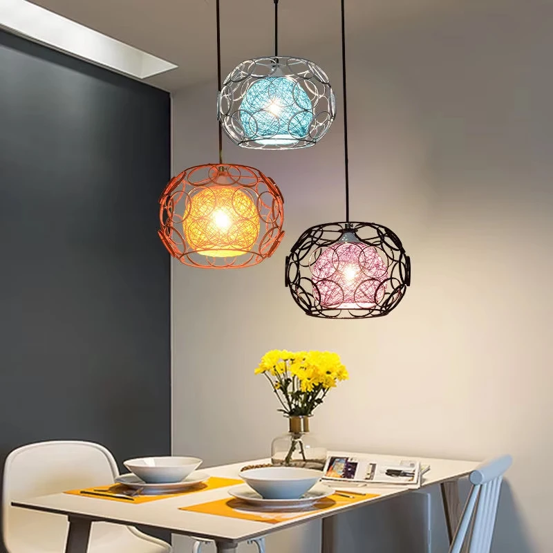 Creative Hemp Rope Ball Pendant Lamps Personalized Catering Restaurant Cafes Pendant Light Commercial Barbecue Shop Bar Lighting