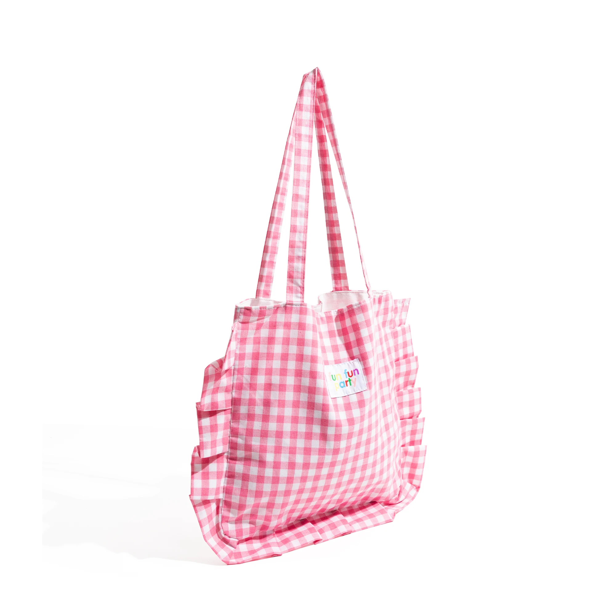 MABULA Plaid Cotton Fabric Handbag Ruffled Design Girl Candy Color Casual Study Work Tote Bag Large Capacity Shoulder Purse 2024