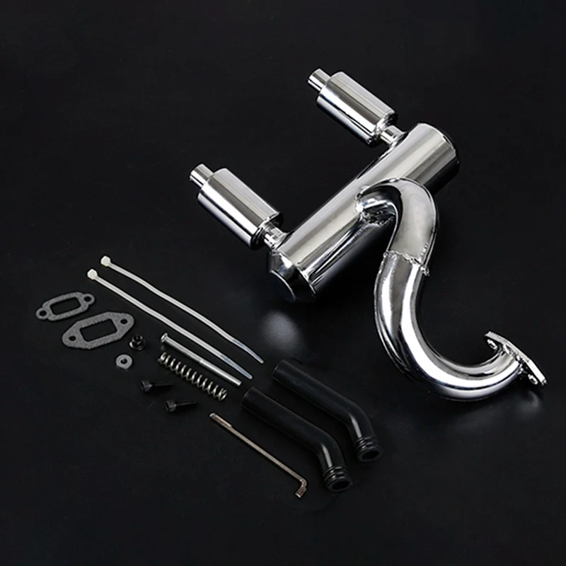 

RC Car Double Mute Pipe Exhaust Pipe For 1/5 Losi 5Ive T Rovan LT 29CC 30.5CC 32CC 36CC 45CC Engine Rc Car Update Accessories