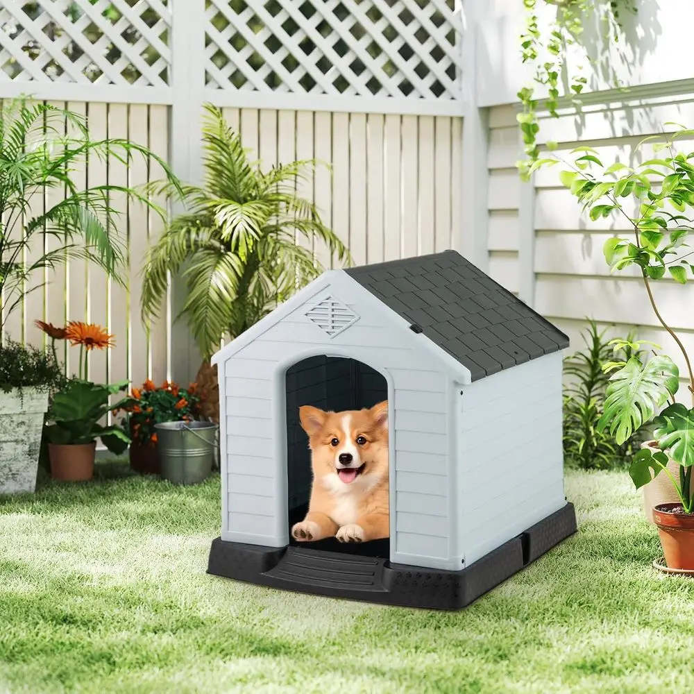 

Durable Waterproof Indoor/Outdoor Dog House with Air Vents & Elevated Floor for Small Dogs, 27.5x25.5x28, Easy Assembly