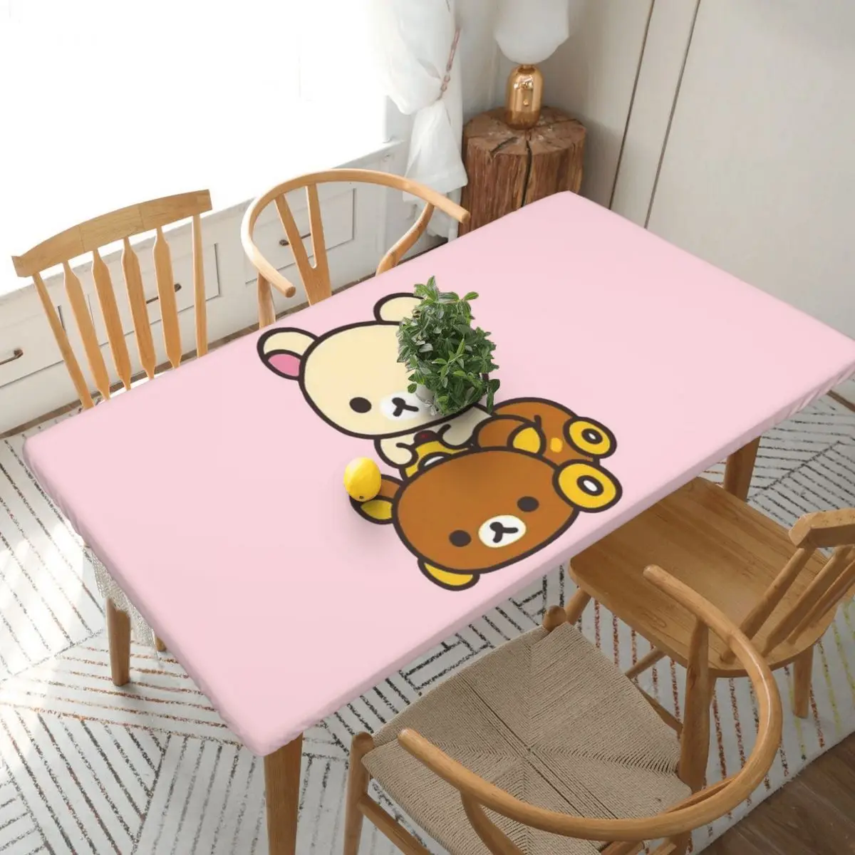 Korilakkuma Driving A Rilakkuma Car Rectangular Tablecloth Waterproof Table Cover for Festival Party Decorations Table Cloth
