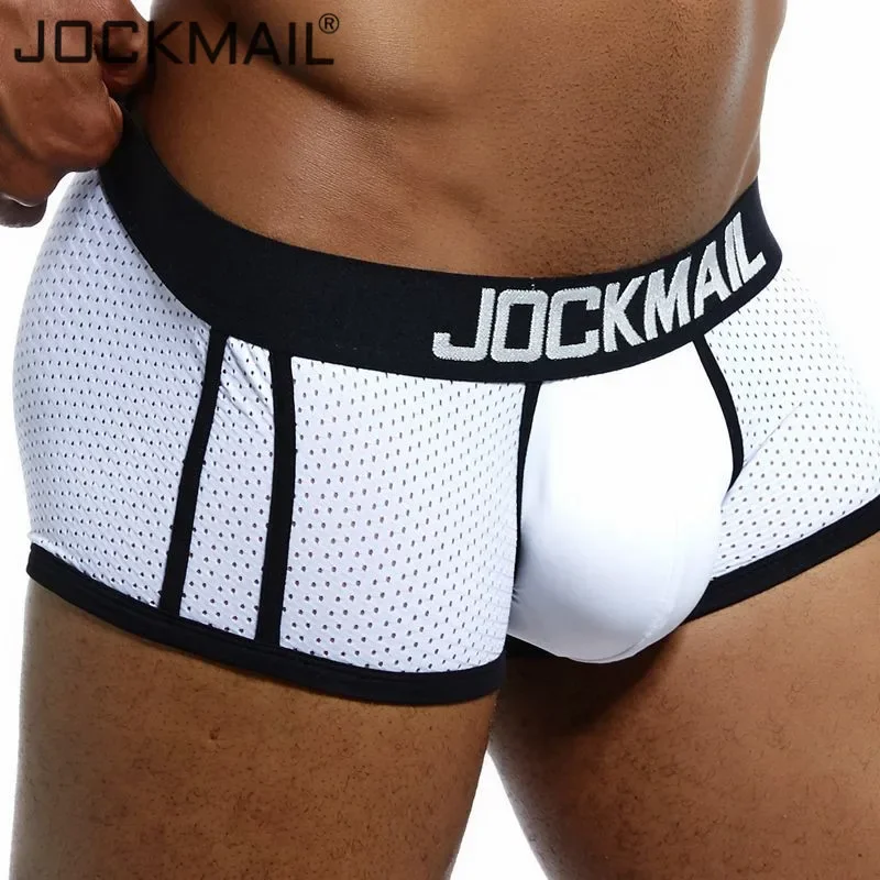 JOCKMAIL Brand Underwear Boxer Men Breathable Mesh Men\'s Boxers Male Underpants Sexy Gay penis pouch Panties  Mens Trunks Pant