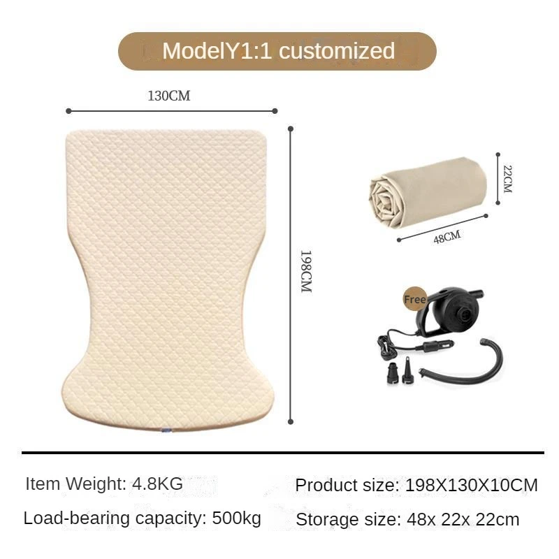 Model Y Inflatable Mattress 10cm Thickness Car Air Matt Soft and Hard Adjustable Car Travel Bed with Self-locking Air Nozzles