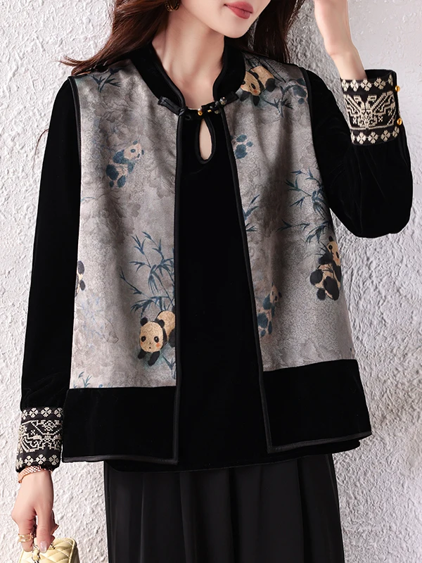 

Новая женская жилетка с воротником-стойкой, вышивкой и принтом в китайском стиле, цветной дизайн, полиэстер, Jaet