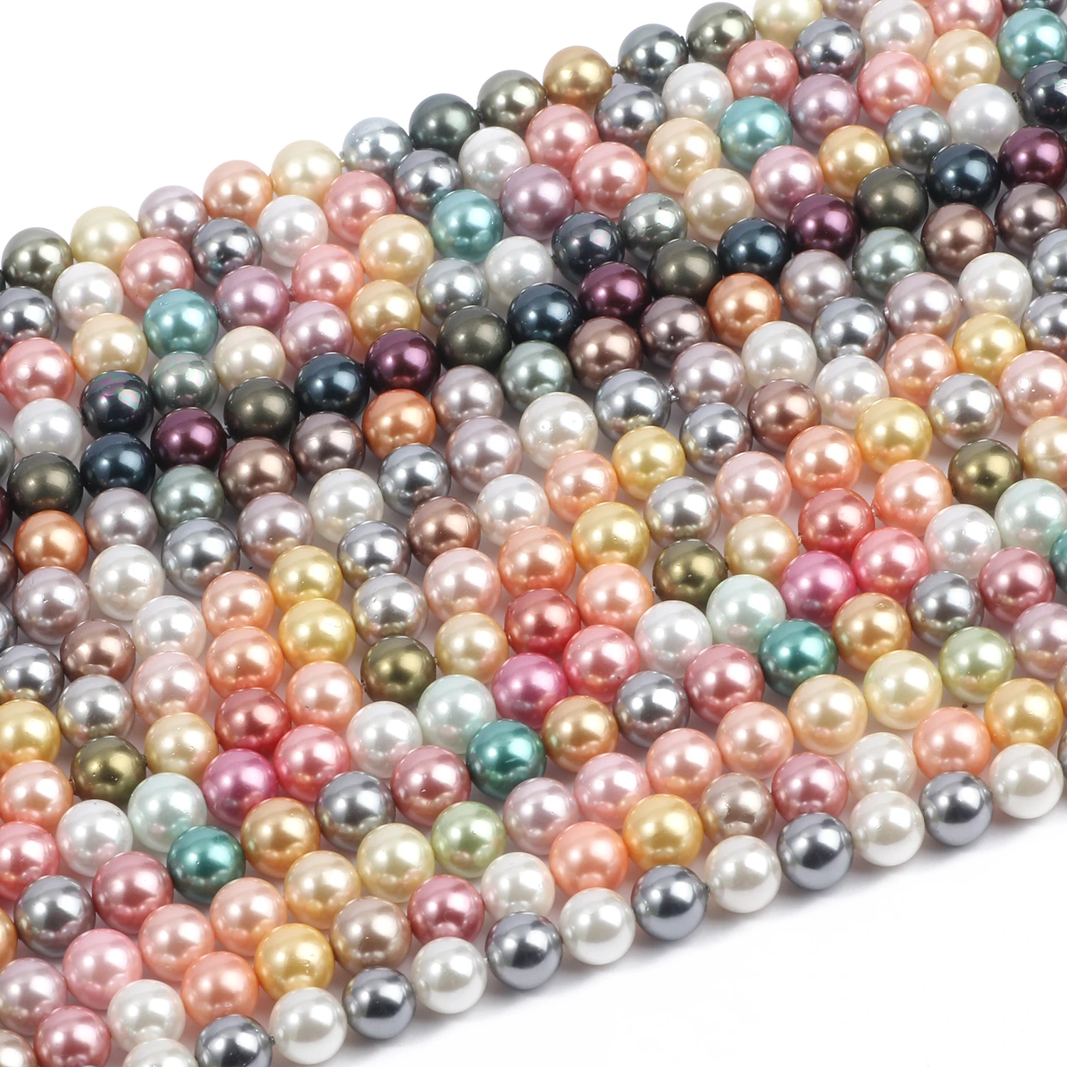 Mixed Color Round Shell Pearls Beads Natural Shell Loose Spacer Beads for Jewelry Making DIY Charm Bracelet Earrings 15inch