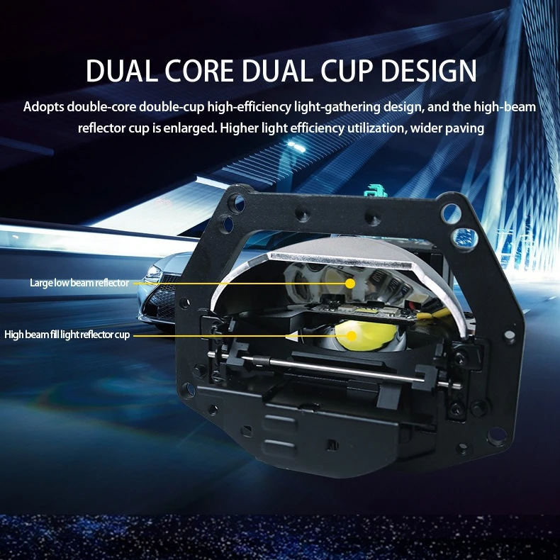 SV01 3 Inch Bi LED Projector Headlight with Halo 116W 6000K High Bright Upgrade Dual Beam Super Bright Car Motorcycle Refit Lamp