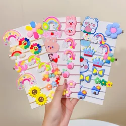 2022 New Cartoon Fruits Flowers Hairpins Hair Bands Set Girls Hair Accessories Children Headbands Scrunchie Kids Ornaments Gift