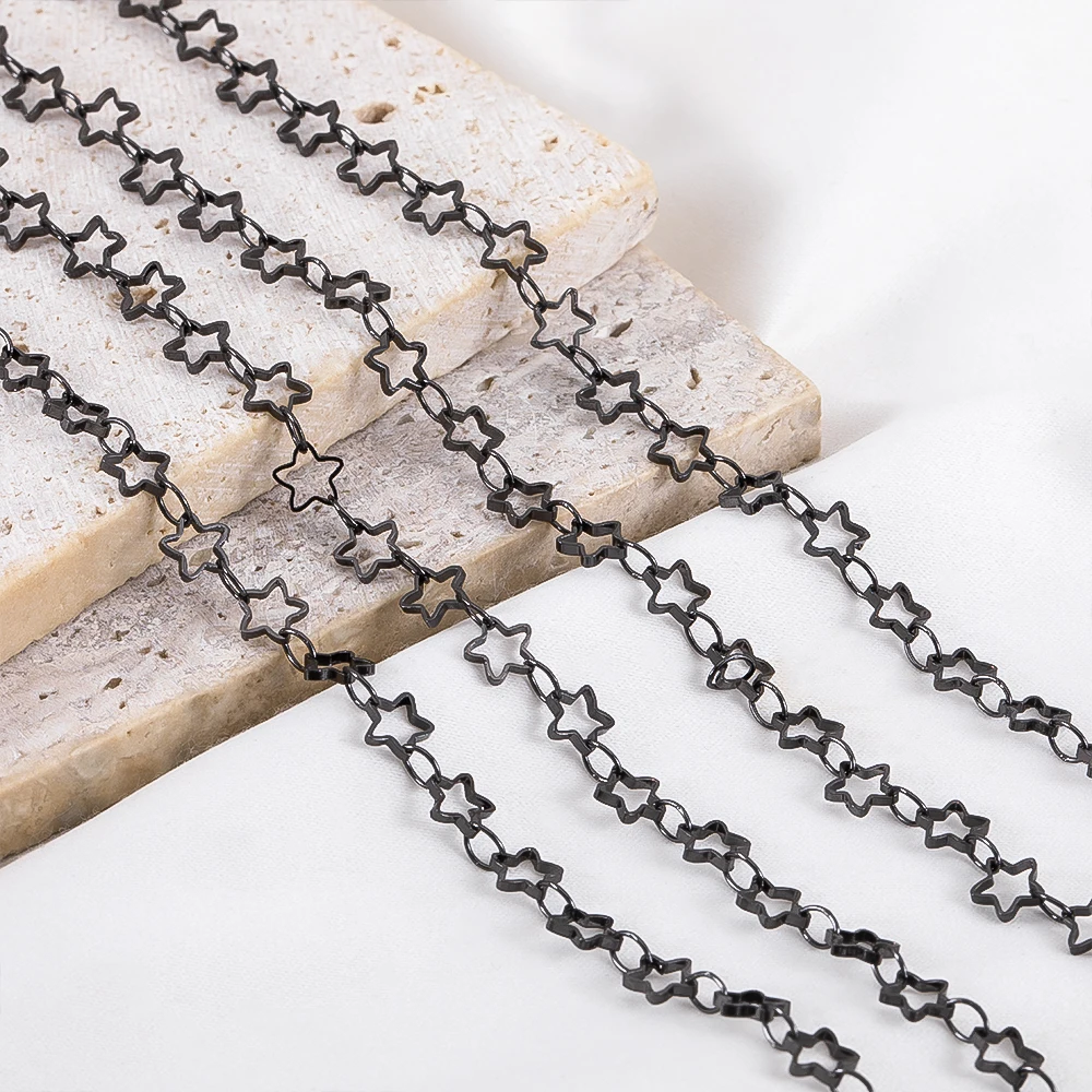 1Meter Gun Black Hollow Star Copper Chain for Jewelry Making DIY Neckalce Bracelet Accessories image 2
