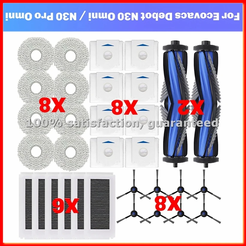 

For Debot N30 Omni / N30 Pro Omni Robot Vacuum Accessories Main Side Brush Hepa Filter Rag Dust Bag Spare Parts-A63M