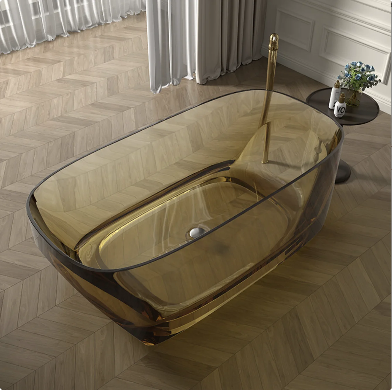 *a* Customized Color  Resin  Freestanding Soaking Bathtub for Hotel Bathroom