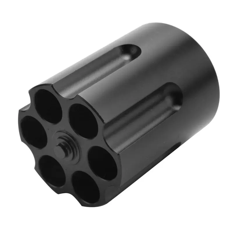 B50B-Revolver Pen Holder With 6 Slot Cylinder Design Heavy Duty Non-Slip Aluminum Alloy Office Creative Ornament