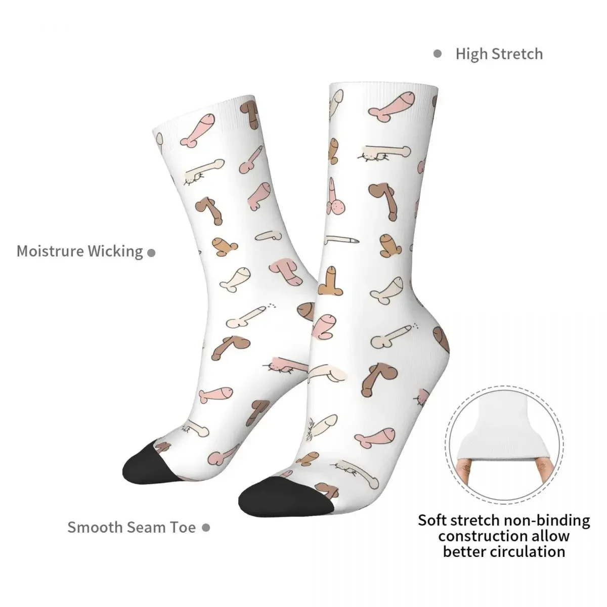 Penis Art Socks Harajuku Sweat Absorbing Stockings All Season Long Socks Accessories for Man's Woman's Birthday Present