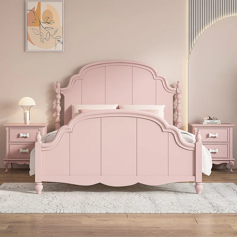 Children's furniture pink children's bed girl dream solid wood single children's room bedroom little girl girl princess bed