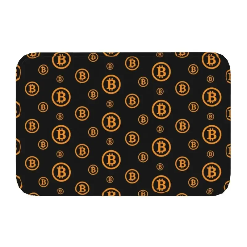 Bitcoin Logo Pattern Front Door Floor Entrance Mat BTC Cryptocurrency Blockchain Kitchen Bathroom Doormat Bedroom Carpet Rug